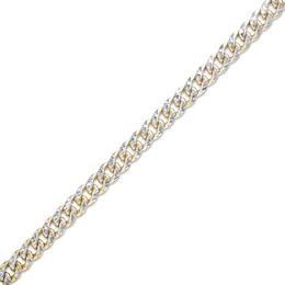 Oro Diamante Diamond-Cut 4.5mm Semi-Solid Cuban Curb Chain Bracelet in 14K Two-Tone Gold – 7.5&quot;