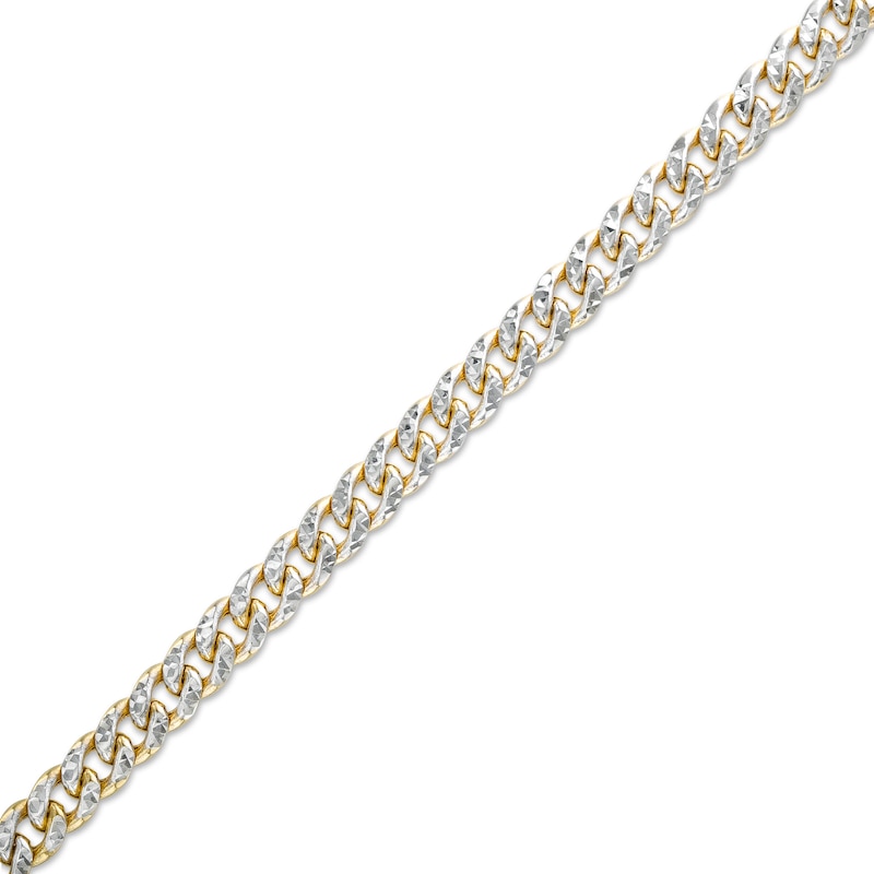 Main Image 1 of Oro Diamante™ Diamond-Cut 4.5mm Cuban Curb Chain Bracelet in Hollow 14K Two-Tone Gold – 7.5"