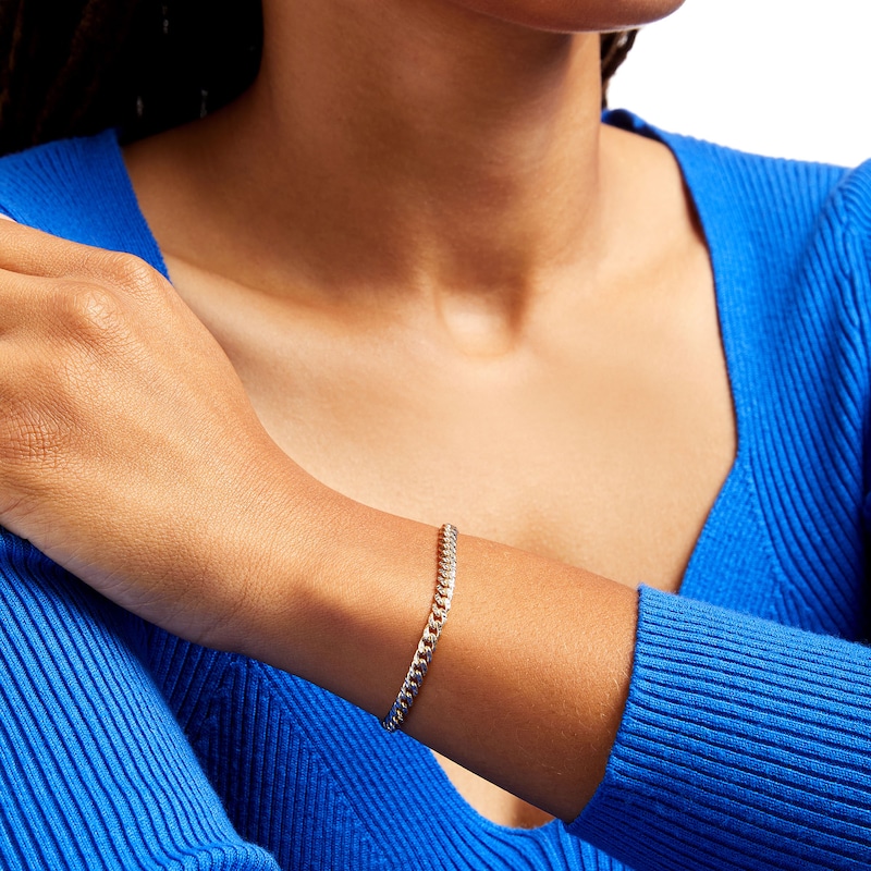 Main Image 2 of Oro Diamante™ Diamond-Cut 4.5mm Cuban Curb Chain Bracelet in Hollow 14K Two-Tone Gold – 7.5"