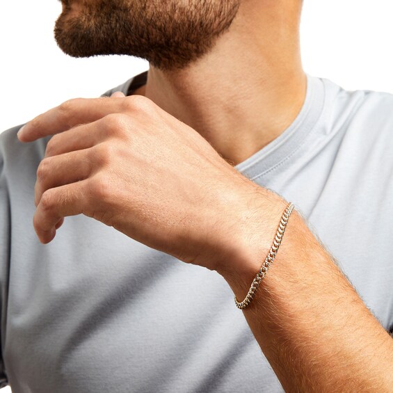 Oro Diamanteâ¢ Diamond-Cut 4.5mm Cuban Curb Chain Bracelet in Hollow 14K Two-Tone Gold â 7.5"