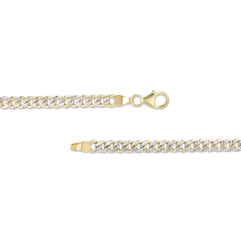 Main Image 4 of Oro Diamante™ Diamond-Cut 4.5mm Cuban Curb Chain Bracelet in Hollow 14K Two-Tone Gold – 7.5"