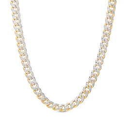 Oro Diamante Diamond-Cut 4.5mm Semi-Solid Cuban Curb Chain Necklace in 14K Two-Tone Gold