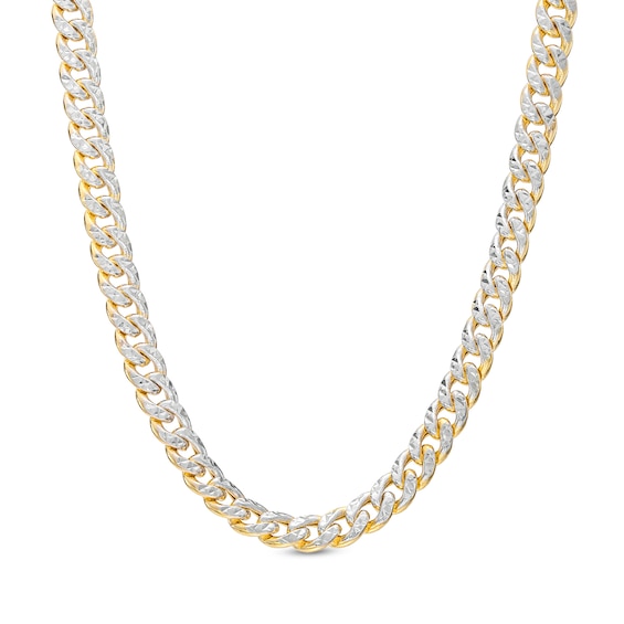 Oro Diamanteâ¢ Diamond-Cut 4.5mm Cuban Curb Chain Necklace in Hollow 14K Two-Tone Gold