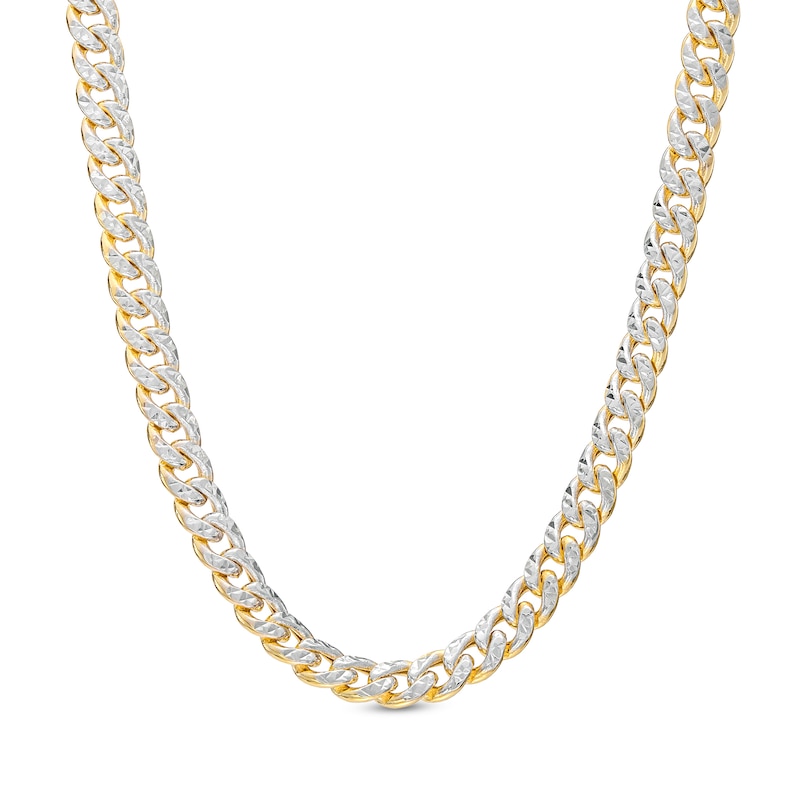 Oro Diamante™ Diamond-Cut 4.5mm Cuban Curb Chain Necklace in Hollow 14K Two-Tone Gold