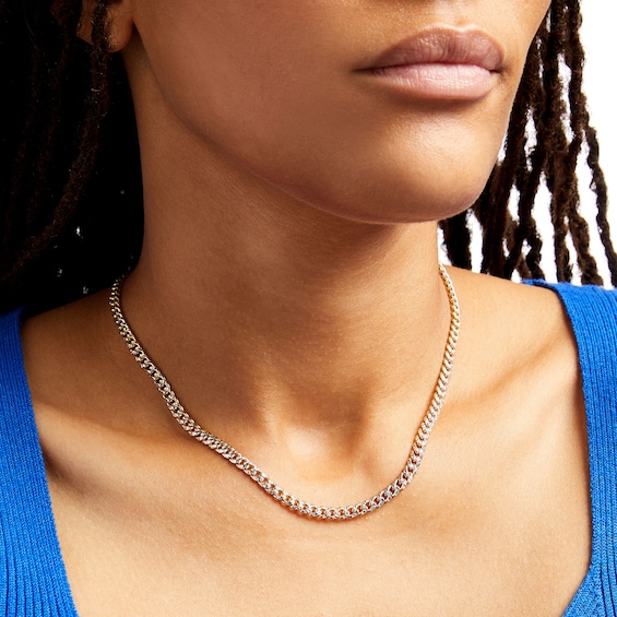 Oro Diamanteâ¢ Diamond-Cut 4.5mm Cuban Curb Chain Necklace in Hollow 14K Two-Tone Gold
