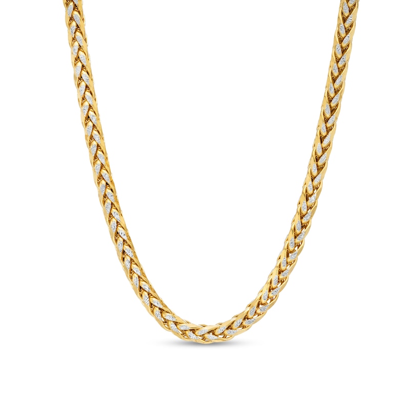 Main Image 1 of Oro Diamante™ Diamond-Cut 4.5mm Wheat Chain Necklace in Hollow 14K Two-Tone Gold – 22"