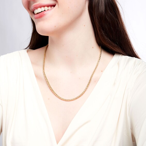 Oro Diamanteâ¢ Diamond-Cut 4.5mm Wheat Chain Necklace in Hollow 14K Two-Tone Gold â 22"