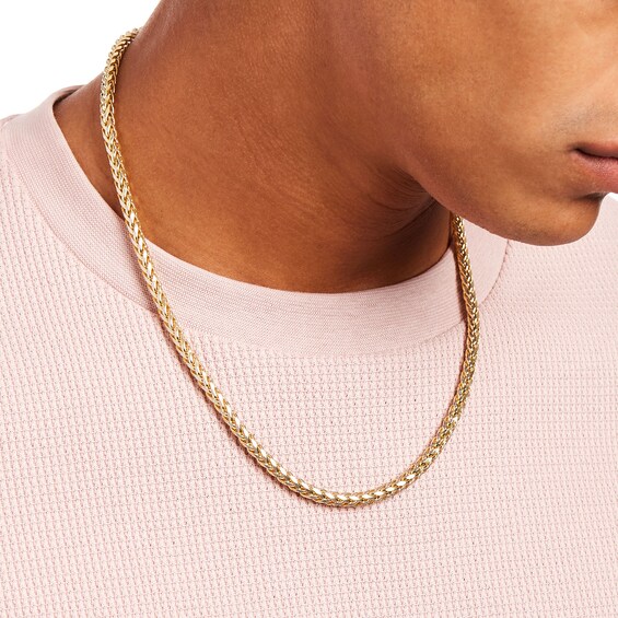 Oro Diamanteâ¢ Diamond-Cut 4.5mm Wheat Chain Necklace in Hollow 14K Two-Tone Gold â 22"