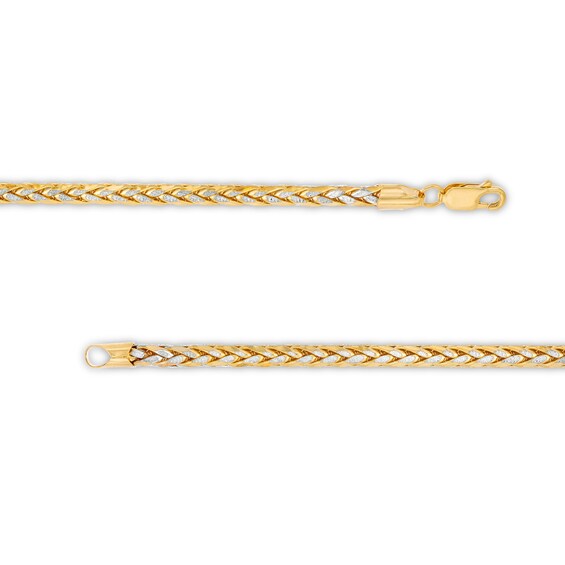 Oro Diamanteâ¢ Diamond-Cut 4.5mm Wheat Chain Necklace in Hollow 14K Two-Tone Gold â 22"