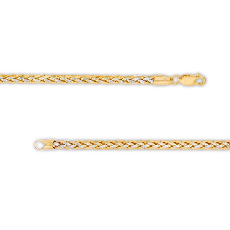 Main Image 4 of Oro Diamante™ Diamond-Cut 4.5mm Wheat Chain Necklace in Hollow 14K Two-Tone Gold – 22"