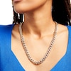 Thumbnail Image 2 of Oro Diamante™ Diamond-Cut 10.0mm Cuban Curb Chain Necklace in Hollow 14K Two-Tone Gold – 22"