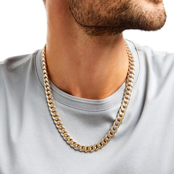 Oro Diamanteâ¢ Diamond-Cut 10.0mm Cuban Curb Chain Necklace in Hollow 14K Two-Tone Gold â 22"