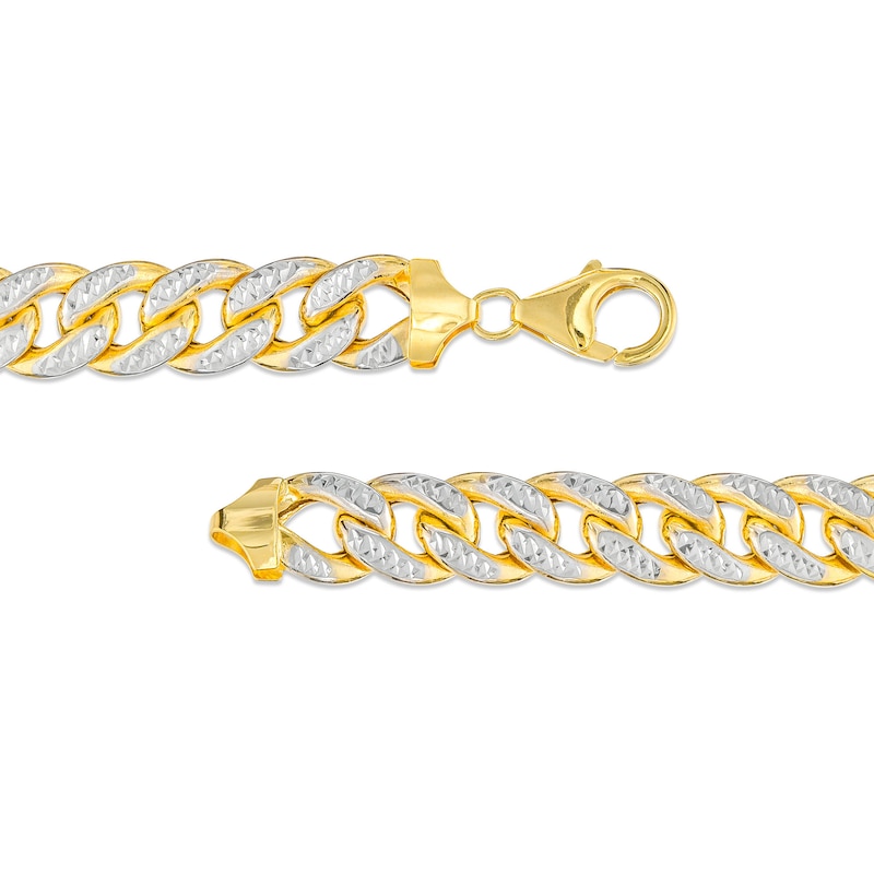 14K Yellow & White Gold Diamond-Cut Cuban Link Chain Necklace