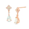 Pear-Shaped Lab-Created Opal and White Lab-Created Sapphire Drop Earrings in Sterling Silver with 14K Rose Gold Plate