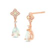 Thumbnail Image 1 of Pear-Shaped Lab-Created Opal and White Lab-Created Sapphire Drop Earrings in Sterling Silver with 14K Rose Gold Plate