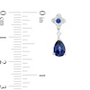 Pear-Shaped Blue and White Lab-Created Sapphire Flower Drop Earrings in Sterling Silver