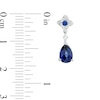 Thumbnail Image 2 of Pear-Shaped Blue and White Lab-Created Sapphire Flower Drop Earrings in Sterling Silver