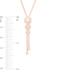 Thumbnail Image 3 of Lab-Created Opal and White Lab-Created Sapphire Frame Graduated Trio Pendant in Sterling Silver with 14K Rose Gold Plate