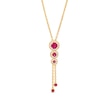 Thumbnail Image 1 of Lab-Created Ruby and White Lab-Created Sapphire Frame Graduated Trio Pendant in Sterling Silver with 14K Gold Plate
