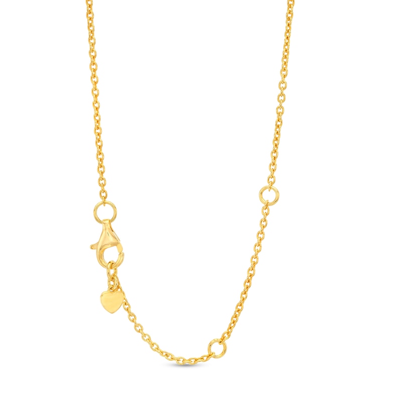 Main Image 3 of Lab-Created Ruby and White Lab-Created Sapphire Frame Graduated Trio Pendant in Sterling Silver with 14K Gold Plate