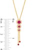 Thumbnail Image 4 of Lab-Created Ruby and White Lab-Created Sapphire Frame Graduated Trio Pendant in Sterling Silver with 14K Gold Plate