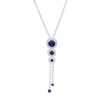 Thumbnail Image 1 of Blue and White Lab-Created Sapphire Frame Graduated Trio Pendant in Sterling Silver