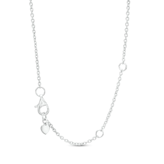 Blue and White Lab-Created Sapphire Frame Graduated Trio Pendant in Sterling Silver