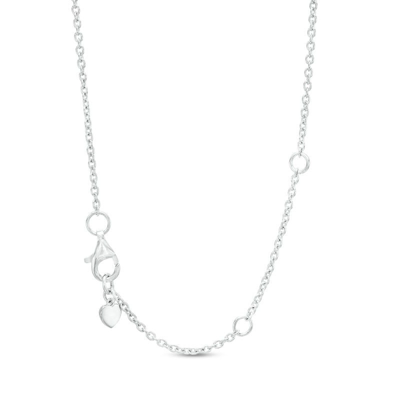 Main Image 3 of Blue and White Lab-Created Sapphire Frame Graduated Trio Pendant in Sterling Silver