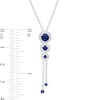 Thumbnail Image 4 of Blue and White Lab-Created Sapphire Frame Graduated Trio Pendant in Sterling Silver