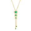 Thumbnail Image 1 of Lab-Created Emerald and White Lab-Created Sapphire Frame Graduated Trio Pendant in Sterling Silver with 14K Gold Plate
