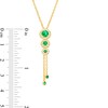 Thumbnail Image 3 of Lab-Created Emerald and White Lab-Created Sapphire Frame Graduated Trio Pendant in Sterling Silver with 14K Gold Plate