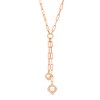 Thumbnail Image 1 of Lab-Created Opal and White Lab-Created Sapphire Double Chain Necklace in Sterling Silver with 14K Rose Gold Plate – 17"