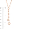 Thumbnail Image 3 of Lab-Created Opal and White Lab-Created Sapphire Double Chain Necklace in Sterling Silver with 14K Rose Gold Plate – 17"