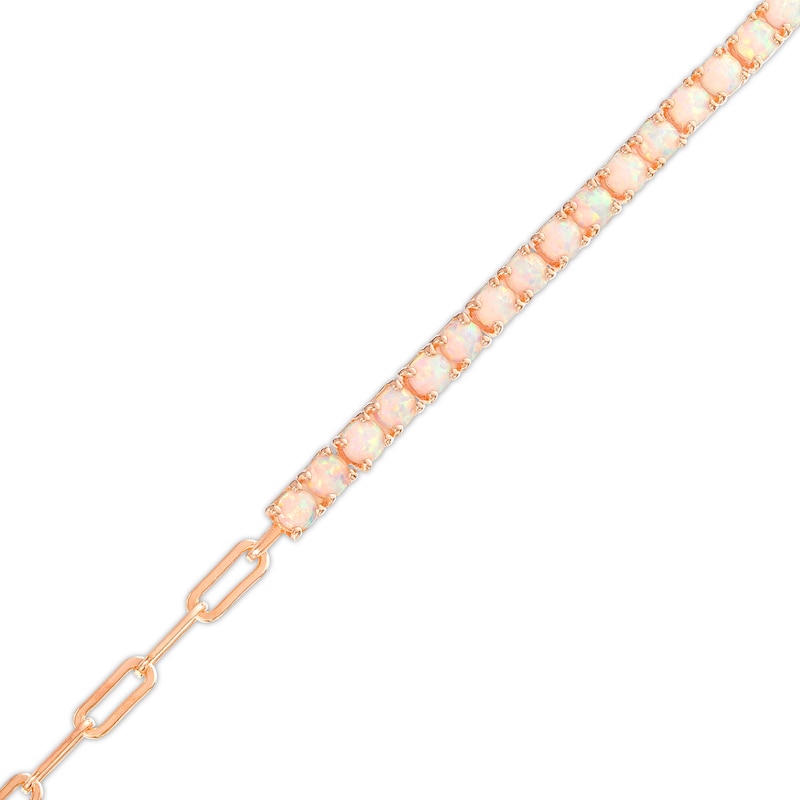Main Image 1 of 3.0mm Lab-Created Opal Line Bracelet in Sterling Silver with 14K Rose Gold Plate