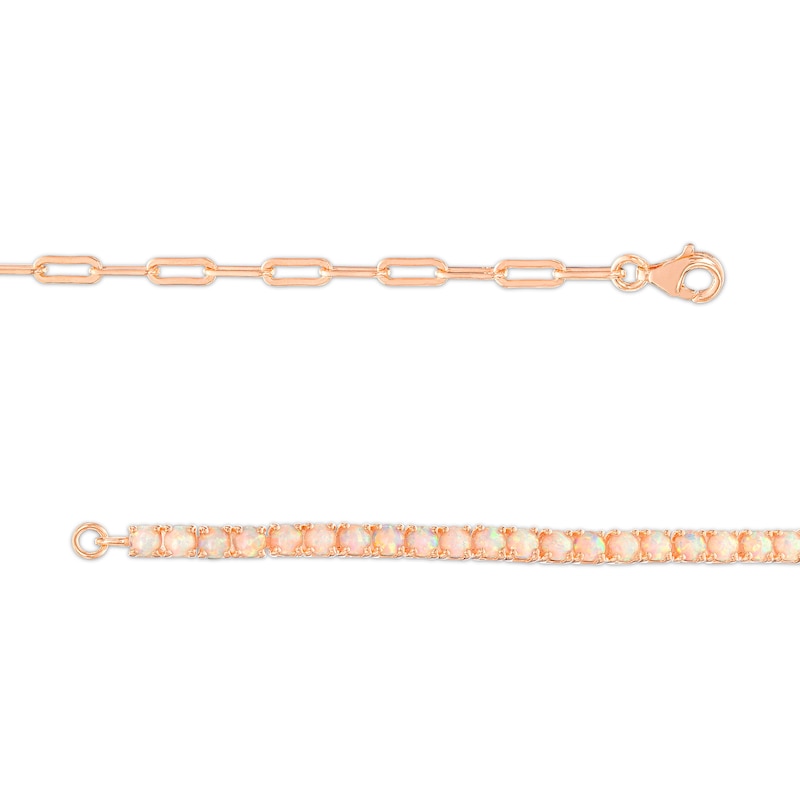 Main Image 3 of 3.0mm Lab-Created Opal Line Bracelet in Sterling Silver with 14K Rose Gold Plate