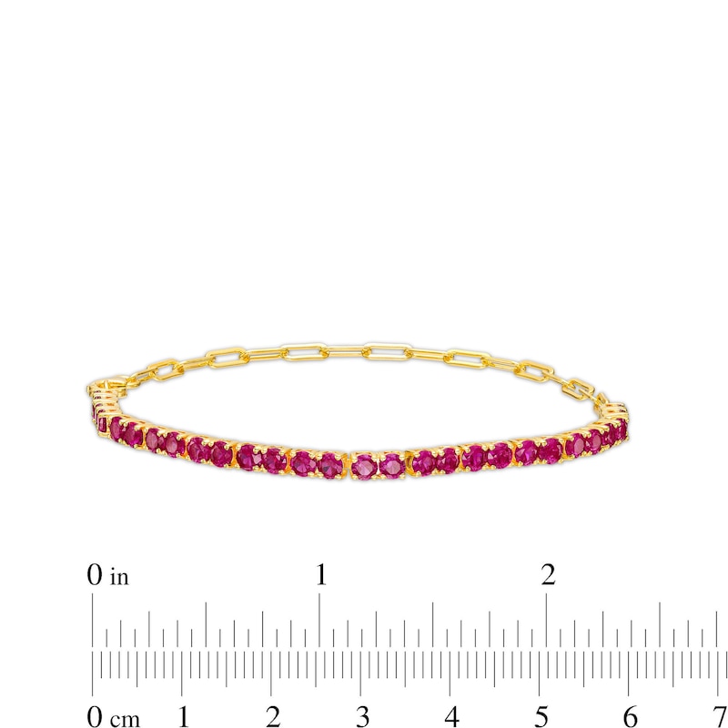 Main Image 4 of 3.0mm Lab-Created Ruby Line Bracelet in Sterling Silver with 14K Gold Plate