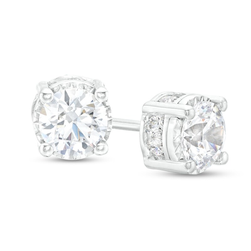 Main Image 1 of 2 CT. T.W. Certified Lab-Grown Diamond Solitaire Hidden Frame Stud Earrings in 10K White Gold (I/I1)