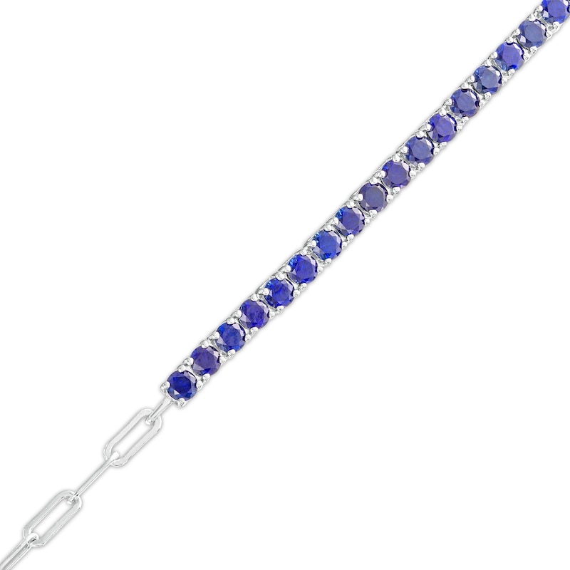 Main Image 1 of 3.0mm Blue Lab-Created Sapphire Line Bracelet in Sterling Silver