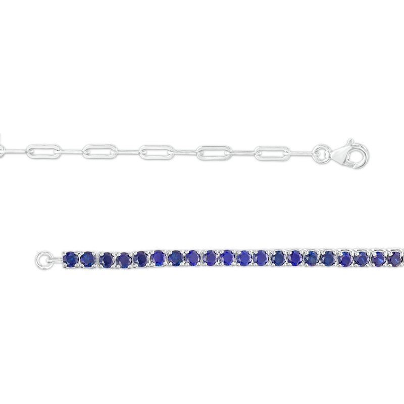 Half Blue Sapphire & Diamond Bezel Paper Clip Bracelet