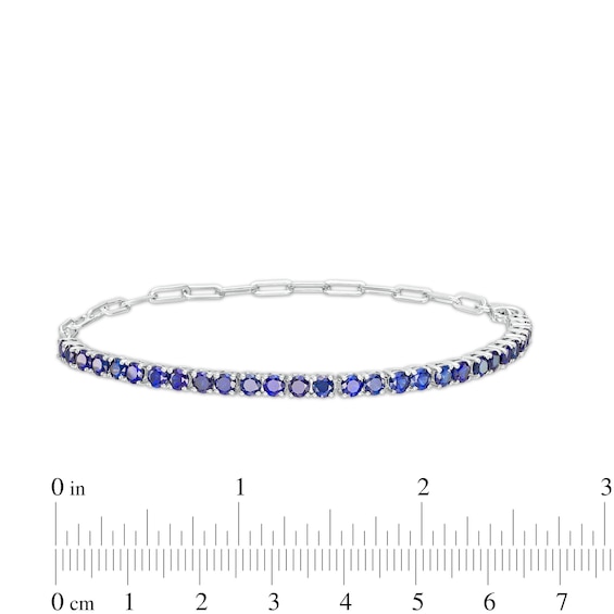 3.0mm Blue Lab-Created Sapphire Line Bracelet in Sterling Silver