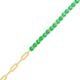 3.0mm Lab-Created Emerald Line Bracelet in Sterling Silver with 14K Gold Plate
