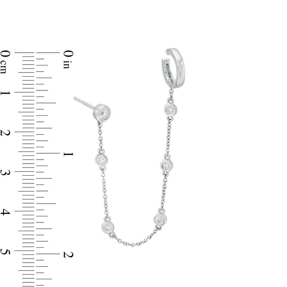 1/3 CT. T.w. Diamond Six Stone Station and Cuff Chain Single Earring in 10K White Gold