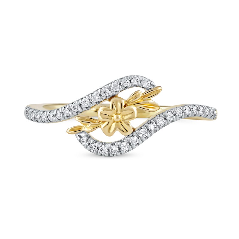 1/6 CT. T.W. Diamond Flower Curved Bypass Ring in 10K Gold