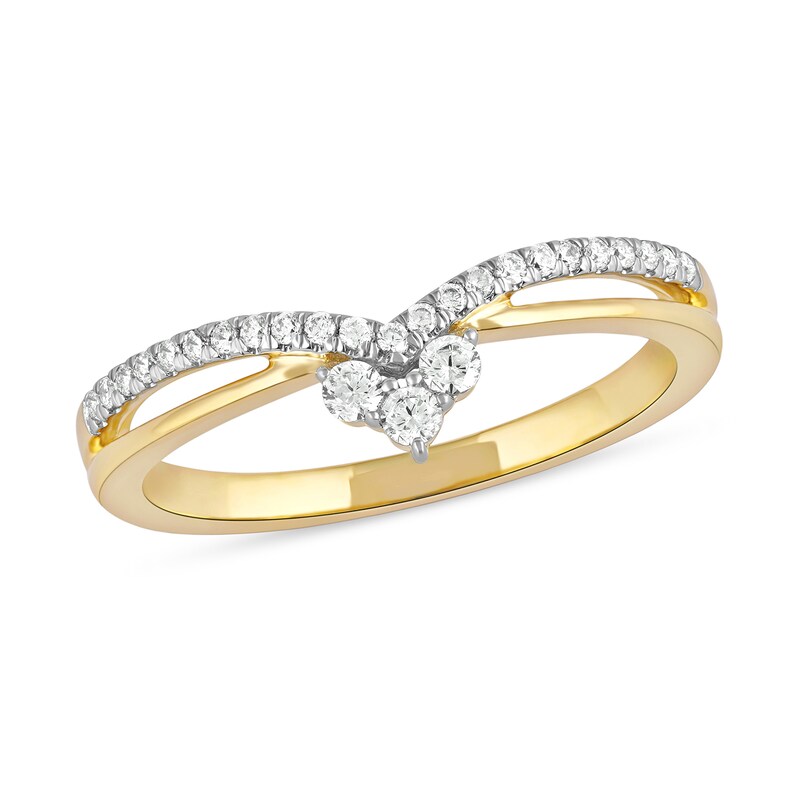 Main Image 1 of 1/5 CT. T.W. Diamond Chevron Split Shank Ring in 10K Gold