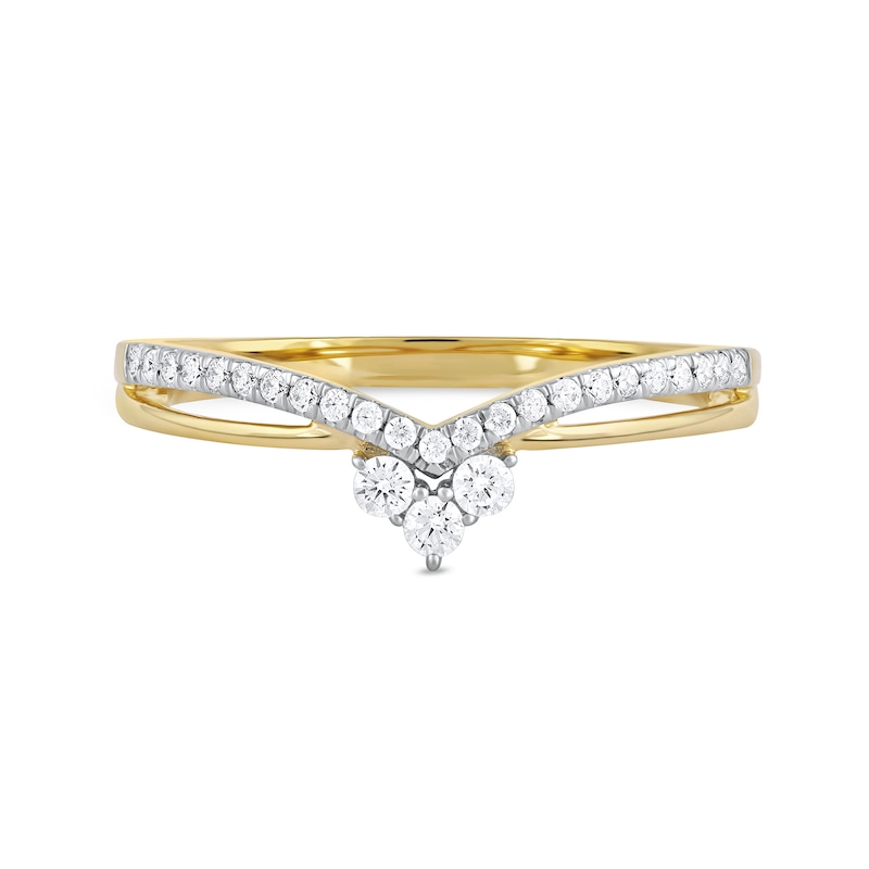 Main Image 3 of 1/5 CT. T.W. Diamond Chevron Split Shank Ring in 10K Gold