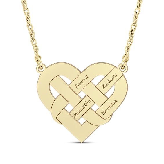Mother's Engravable Interlocking Heart Necklace (1-6 Lines)