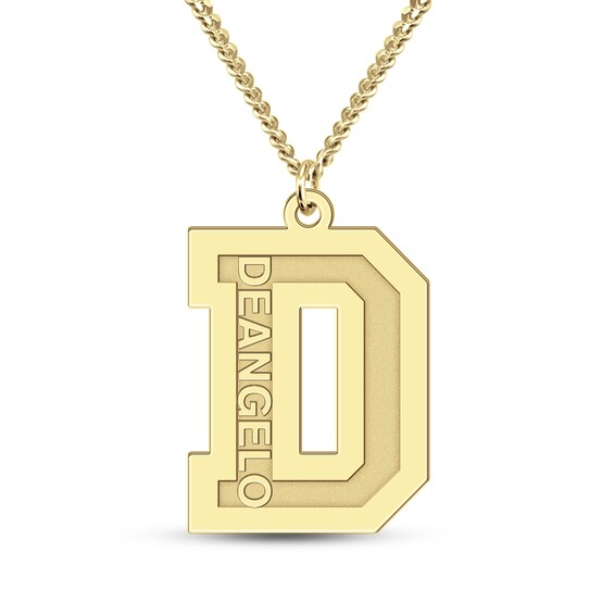Men's Engravable Initial Pendant (1 Initial and 1 Line)