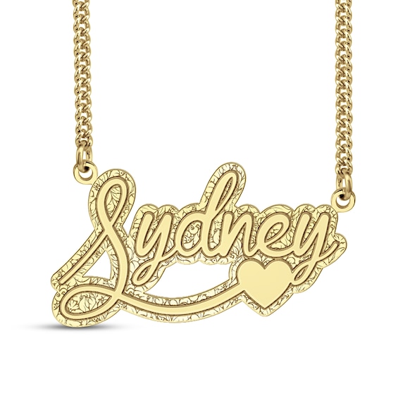 Name Leaf Border Heart Necklace (1 Line)