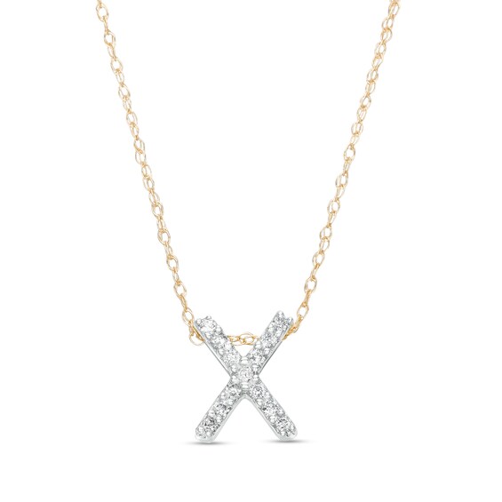 1/15 CT. T.w. Diamond Uppercase Block "X" Initial Pendant in 10K Gold
