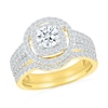 Thumbnail Image 1 of 1-1/2 CT. T.W. Diamond Double Frame Triple Row Bridal Set in 10K Gold